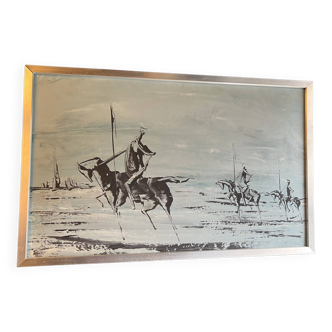 Painting on wood Don Quixote