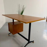 Vintage Italian design desk from the 1960s in wood and metal.