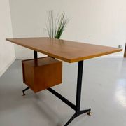 Vintage Italian design desk from the 1960s in wood and metal.