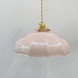 Pair of pale pink opaline pendant lights