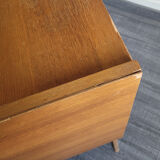 Wooden chest of drawers and vintage rattan