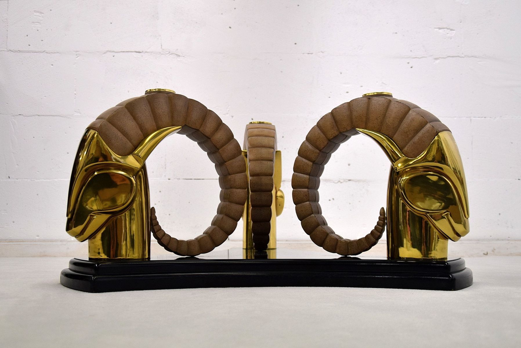 Table low hollywood regency vintage brass and glass