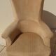 Old bergère upholstered in beige velvet – Firm back and seat