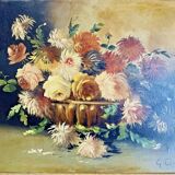 Oil on canvas still life by G. Lamy (19th-20th century)
