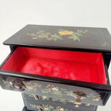 Lacquered jewelry box in chest shape with 4 drawers made in Shanghai