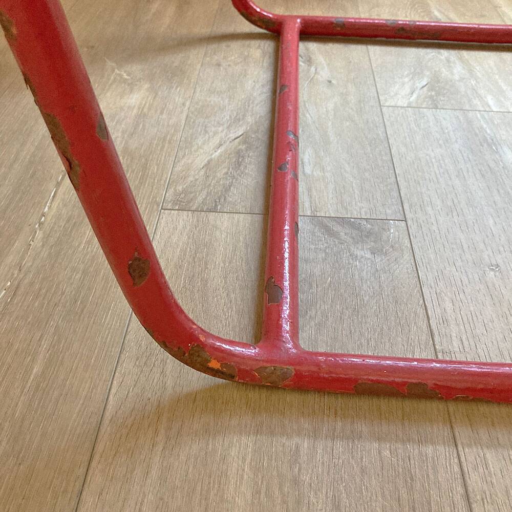 Perforated metal coffee table from the 1950s