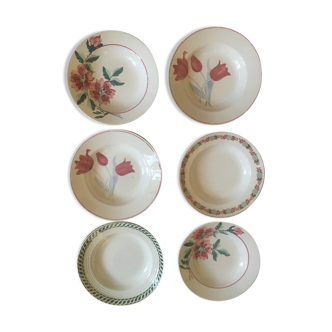 Assorted hollow plates in red and green.