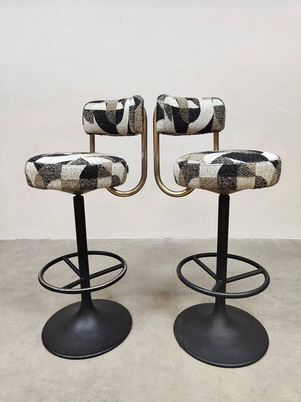Tabourets de bar Cobra au design suédois vintage Borje Johanson « Design géométrique »