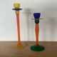 Bougeoirs verre années 1990 post moderne multicolore