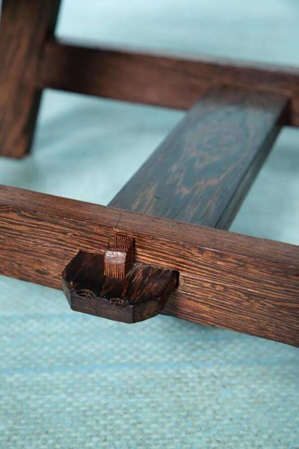 Banc repose-pieds bohémien en wengé, tabouret Japandi années 70