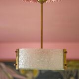 Vintage glass and brass pendant light, vintage chandelier, triangular ceiling lamp, pendant light