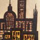 Lithographie de paysage urbain signée au crayon par Akke Sins, vintage des années 1960.