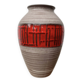 Vase vintage ouest-allemand en céramique abstraite rouge 1202/35
