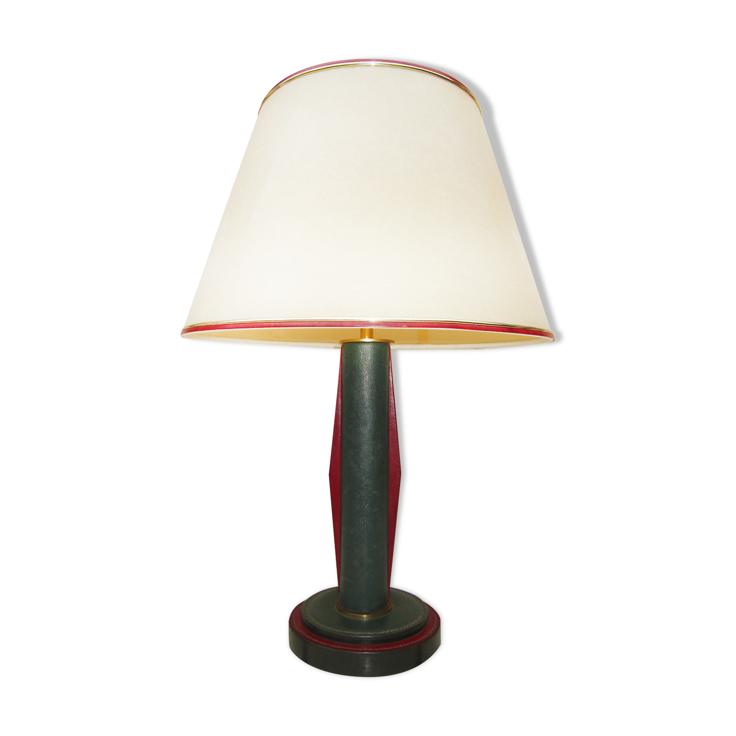 Leather lamp pique saddle brass 1950