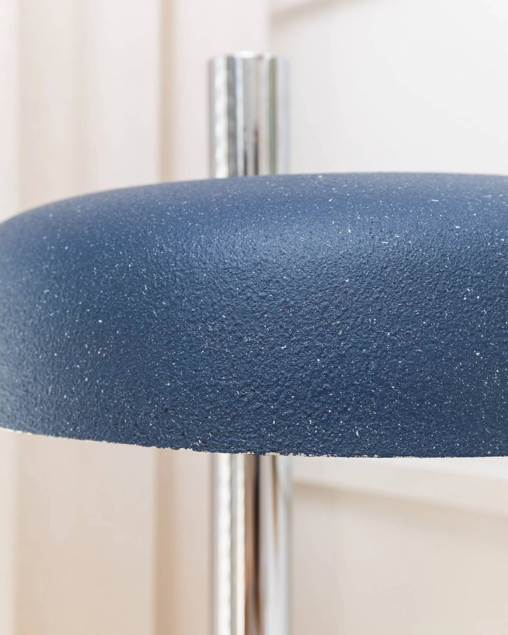 Noir Metal Table Lamp by Heinz Pfaender for Hillebrand - Chrome Base, Textured Shade, 1960s