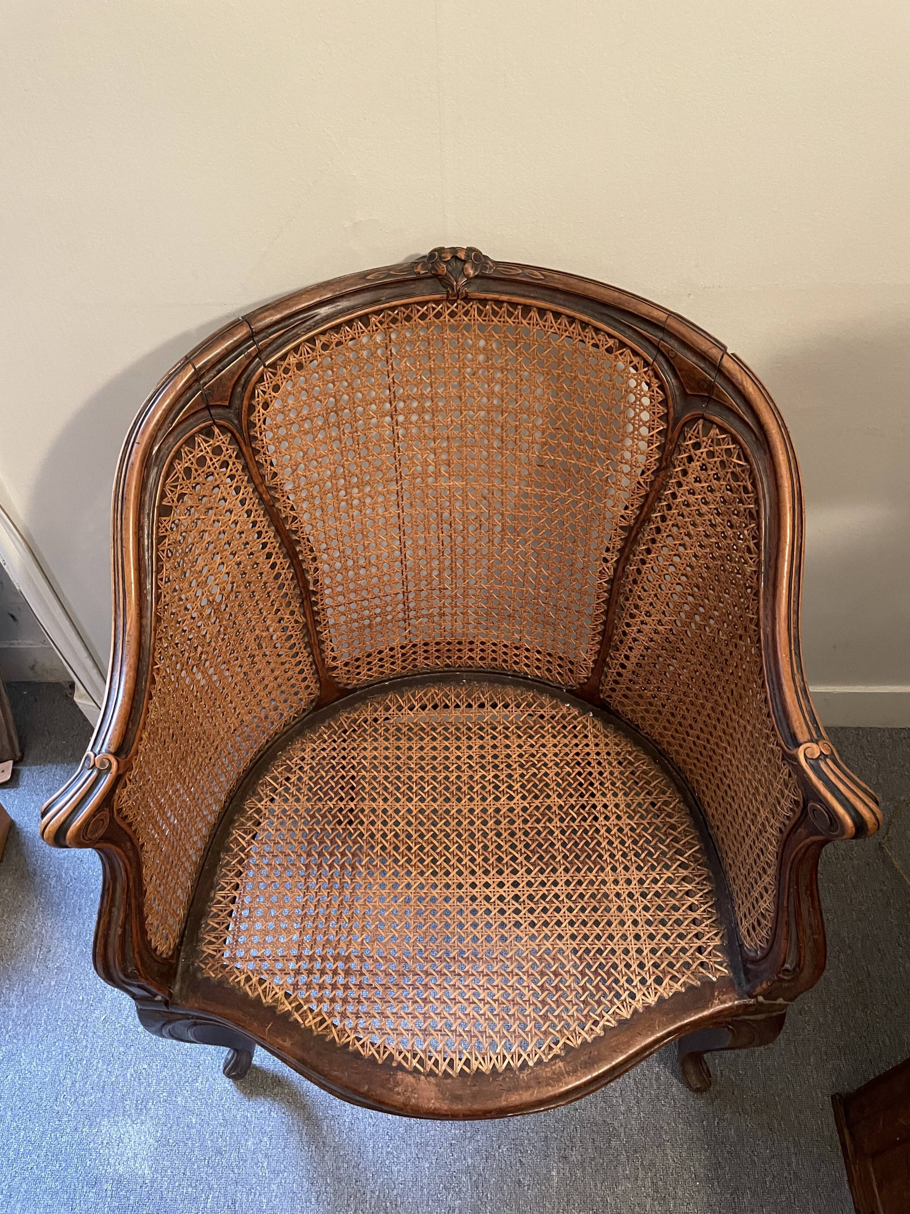 Office chair Louis XV canné 19e