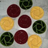 Set of 9 vintage earthenware compartment plates from Longchamp