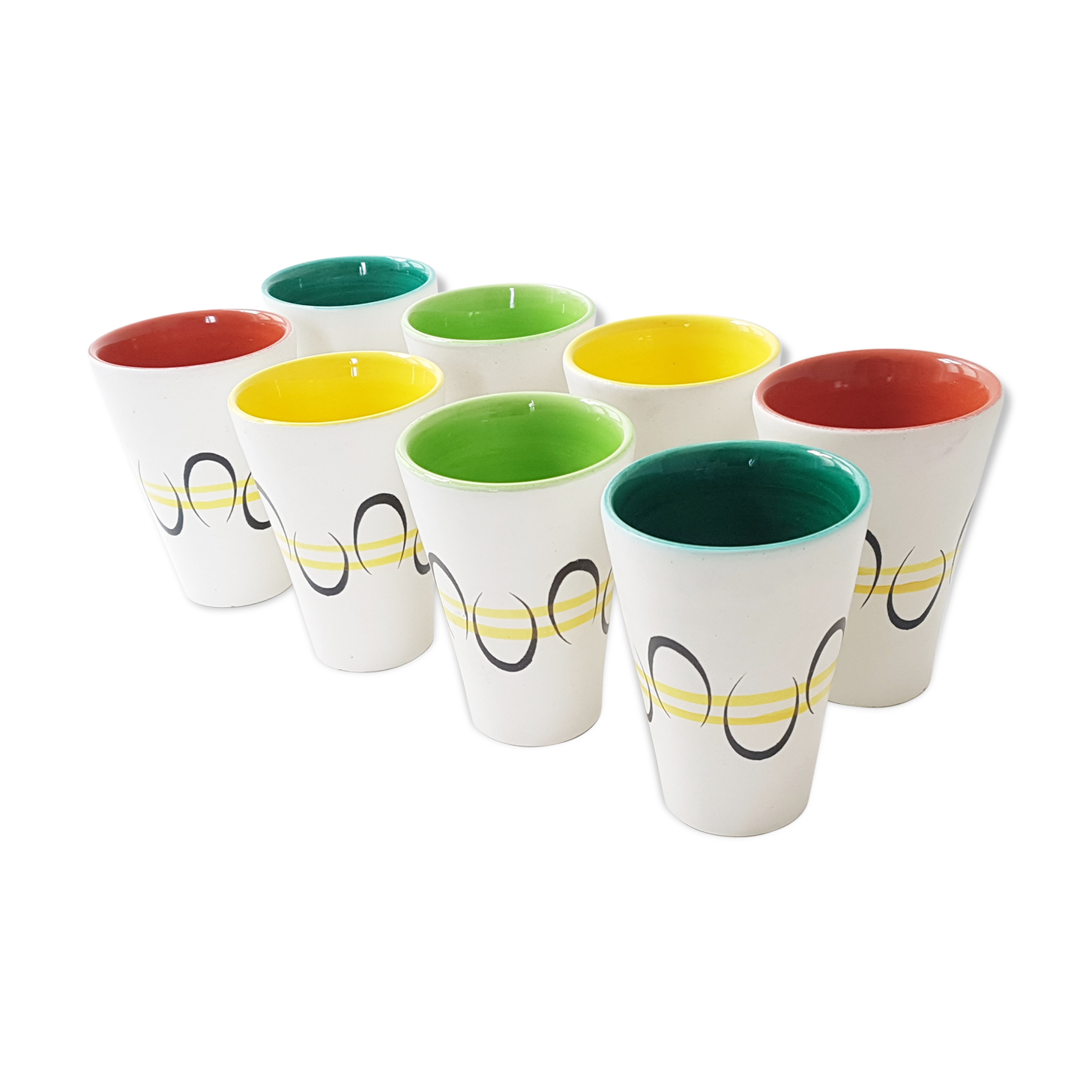 Suite of 8 glasses of Andrew Baud 1950 Vallauris