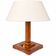 Vintage Wooden Table Lamp with Geometric Marquetry Inlay – Fabric Lampshade