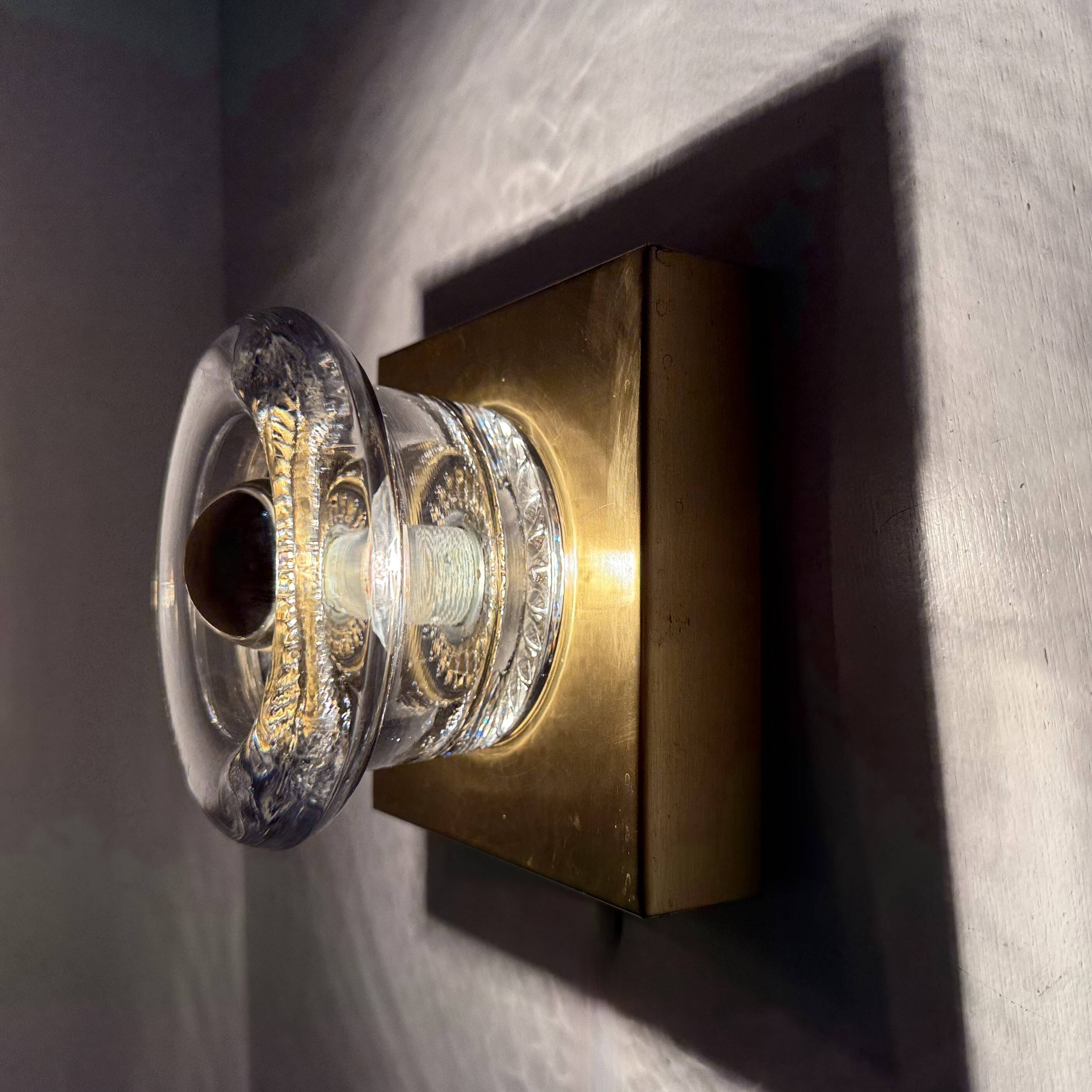 Vintage Peill & Putzler Ice glass Wall Lamp , 1970s