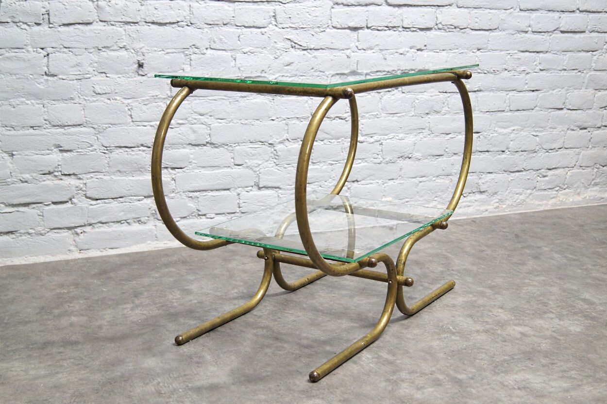 Bauhaus Tubular Brass Side Table, 1930s