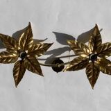 Hollywood regency brass floral wall sconce by Willy Daro