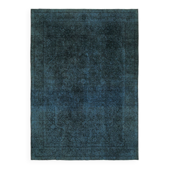 Tapis de laine bleue noué à la main Vintage 1970s 248 cm x 340 cm