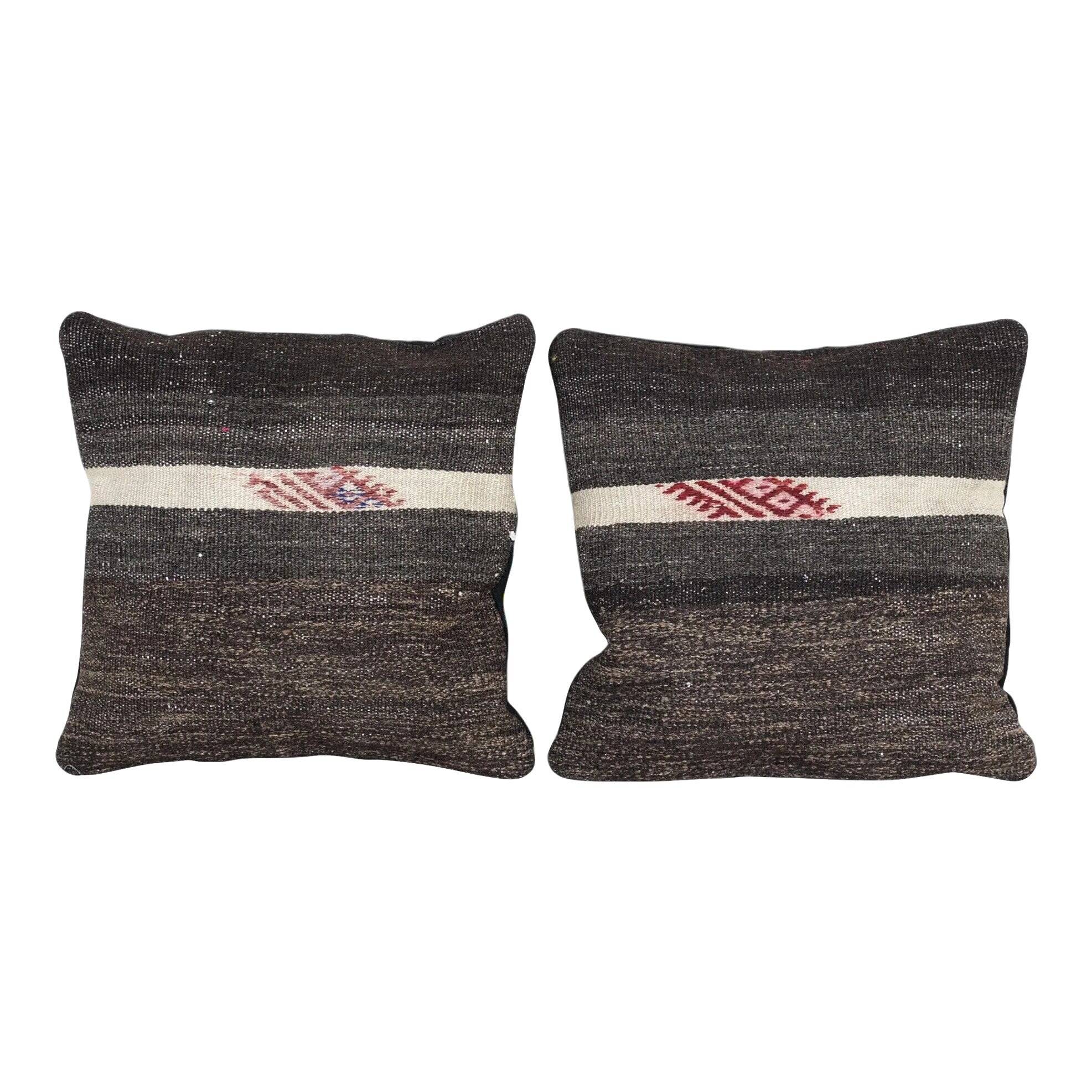 Set of 2 vintage kilim cushion covers 41x41 cm