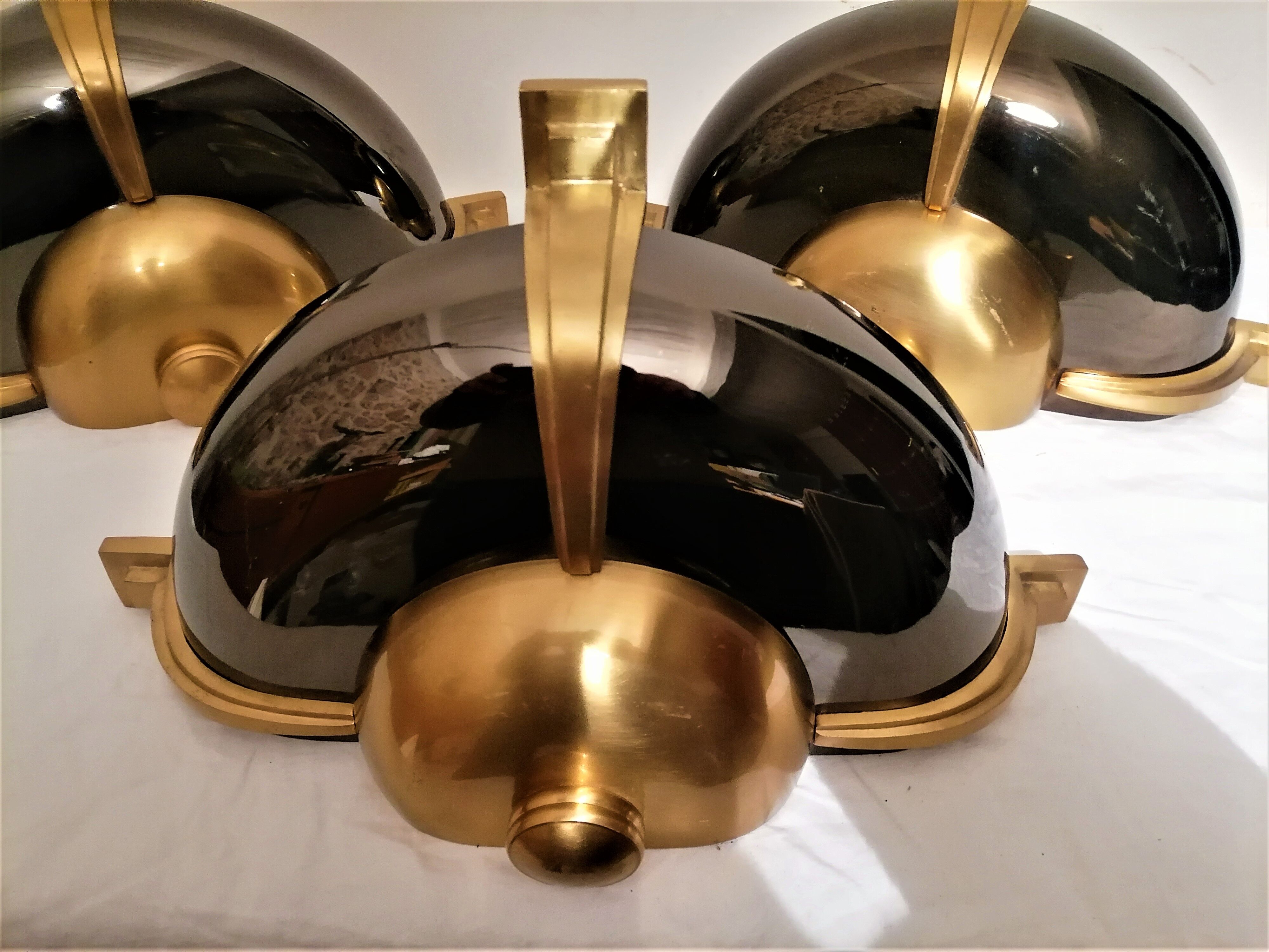 Suite of 3 art deco wall lamps