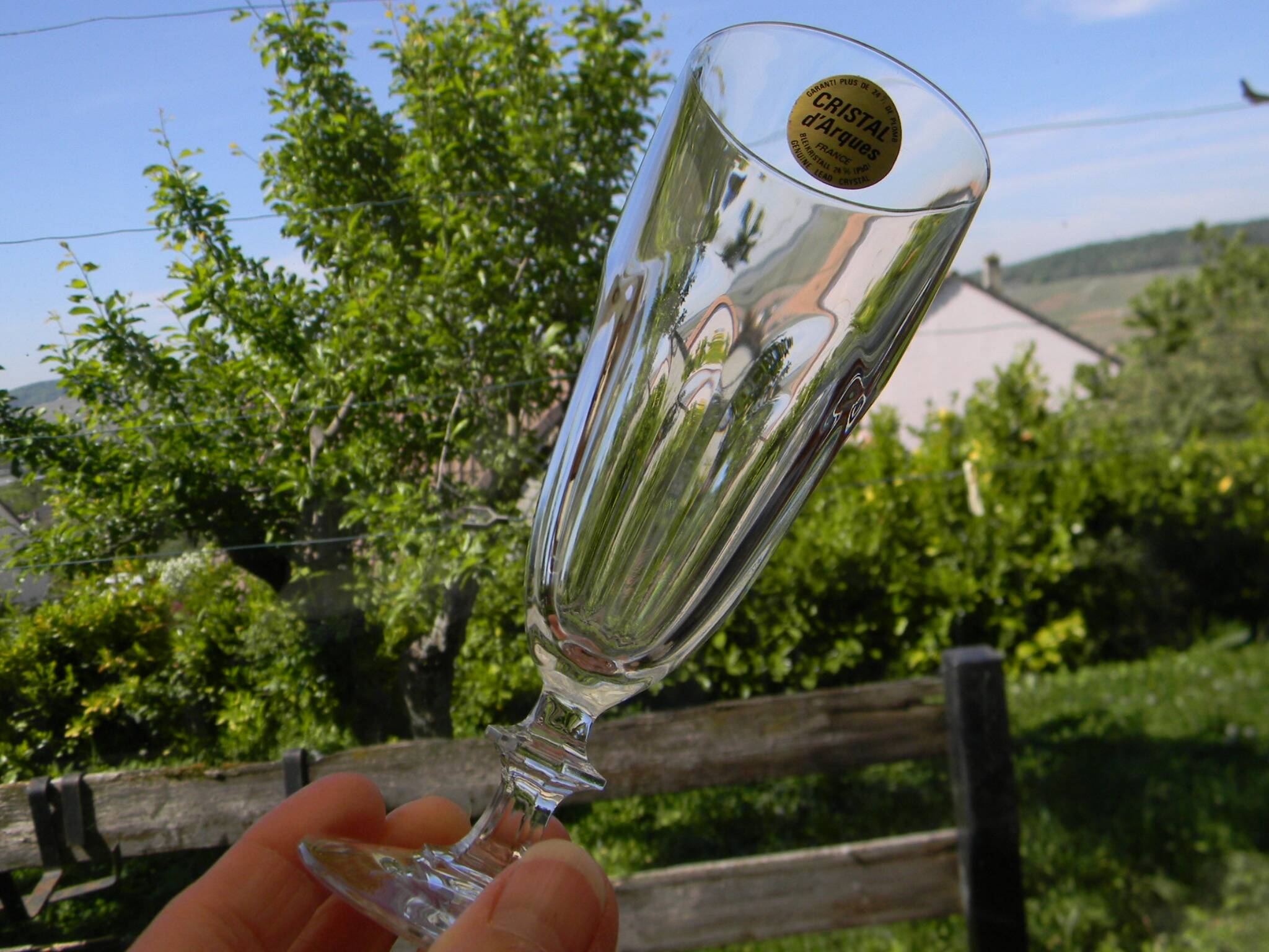 6 crystal champagne flutes from ARQUES. Rambouillet model.