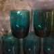 Six verres de verrier bleus paon vintages