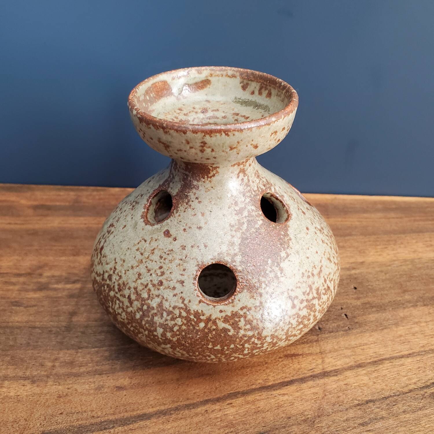 Stoneware cellar rat candle holder