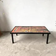 Coffee table by Robert and Jean Cloutier in enamelled lava and metal, 1950s.