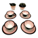 Quatre tasses à café en céramique par Baldelli avec un pichet à lait et un sucrier, Italie.