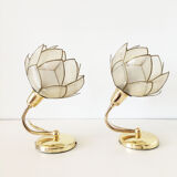 Pair of mother-of-pearl flower sconces