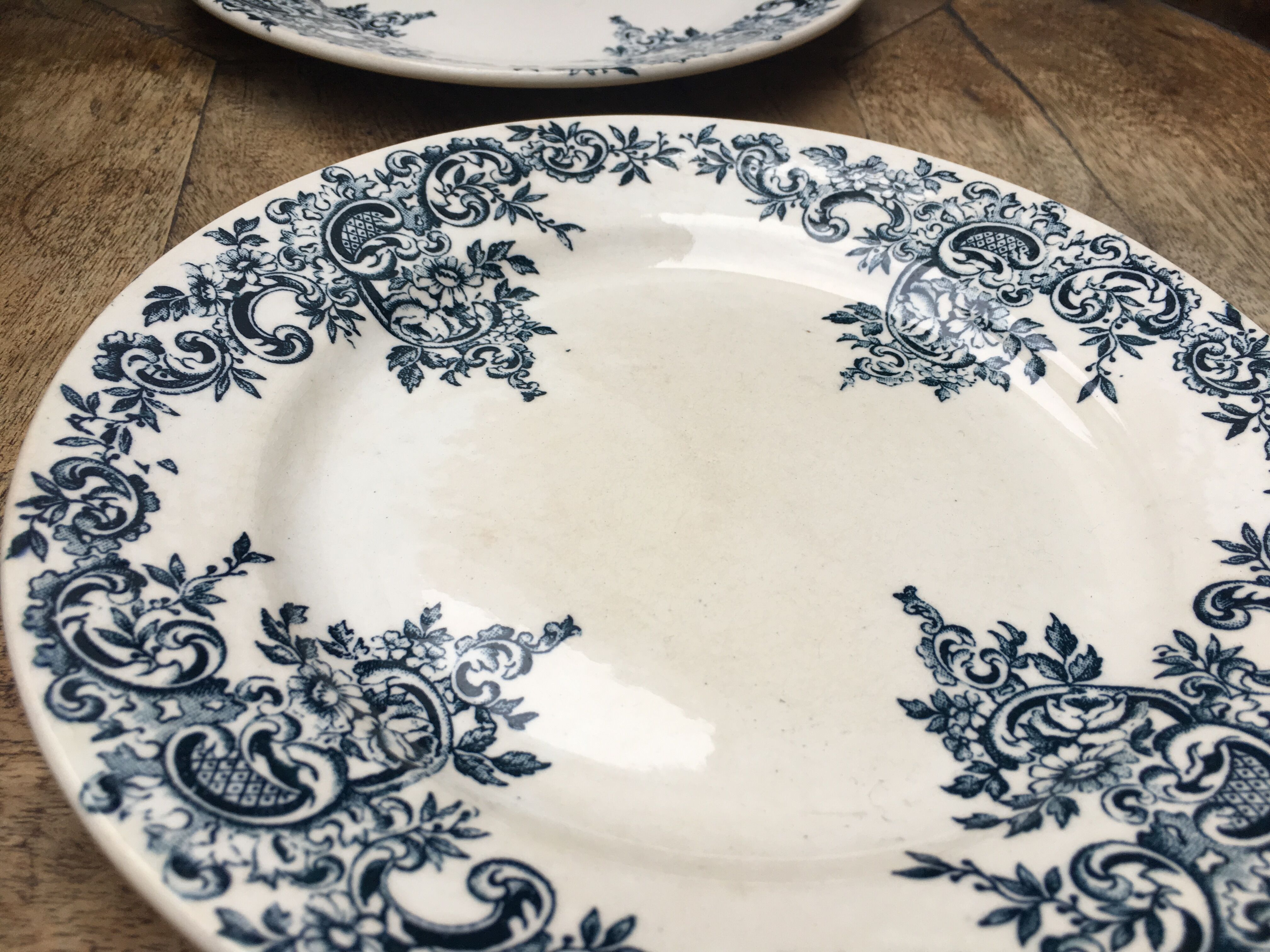 Lot of 2 plates for dessert Terre de Fer décor Louis XV