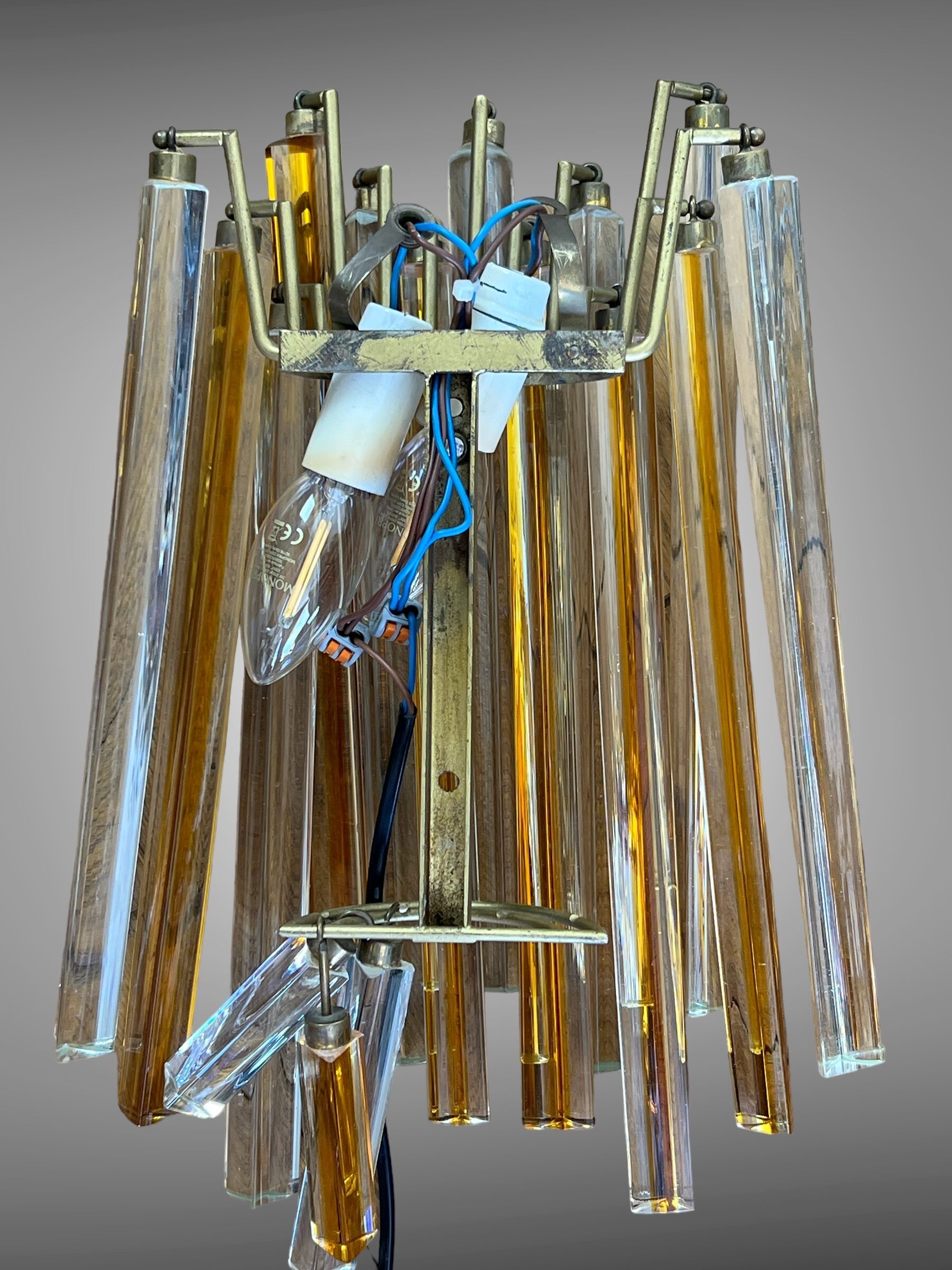 Pair of crystal sconces called "cascade" vintage murano by paolo venini