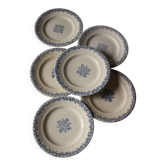 A set of 6 flat plates Terre de Fer blue Clairefontaine Grec