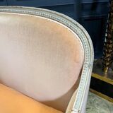 Marquise / Petit Canapé D’époque Napoléon III En Bois Peint, Finement Sculpté - XIXe