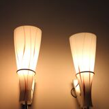 1970s Pair of Glass Wall Lamps , Czechoslovakia