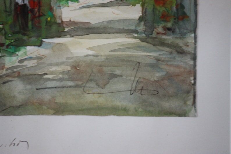 Watercolor by Alfred Doll representing "Riquewihr, rue Juifs" 30X37cm