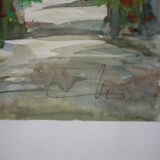 Watercolor by Alfred Doll representing "Riquewihr, rue Juifs" 30X37cm