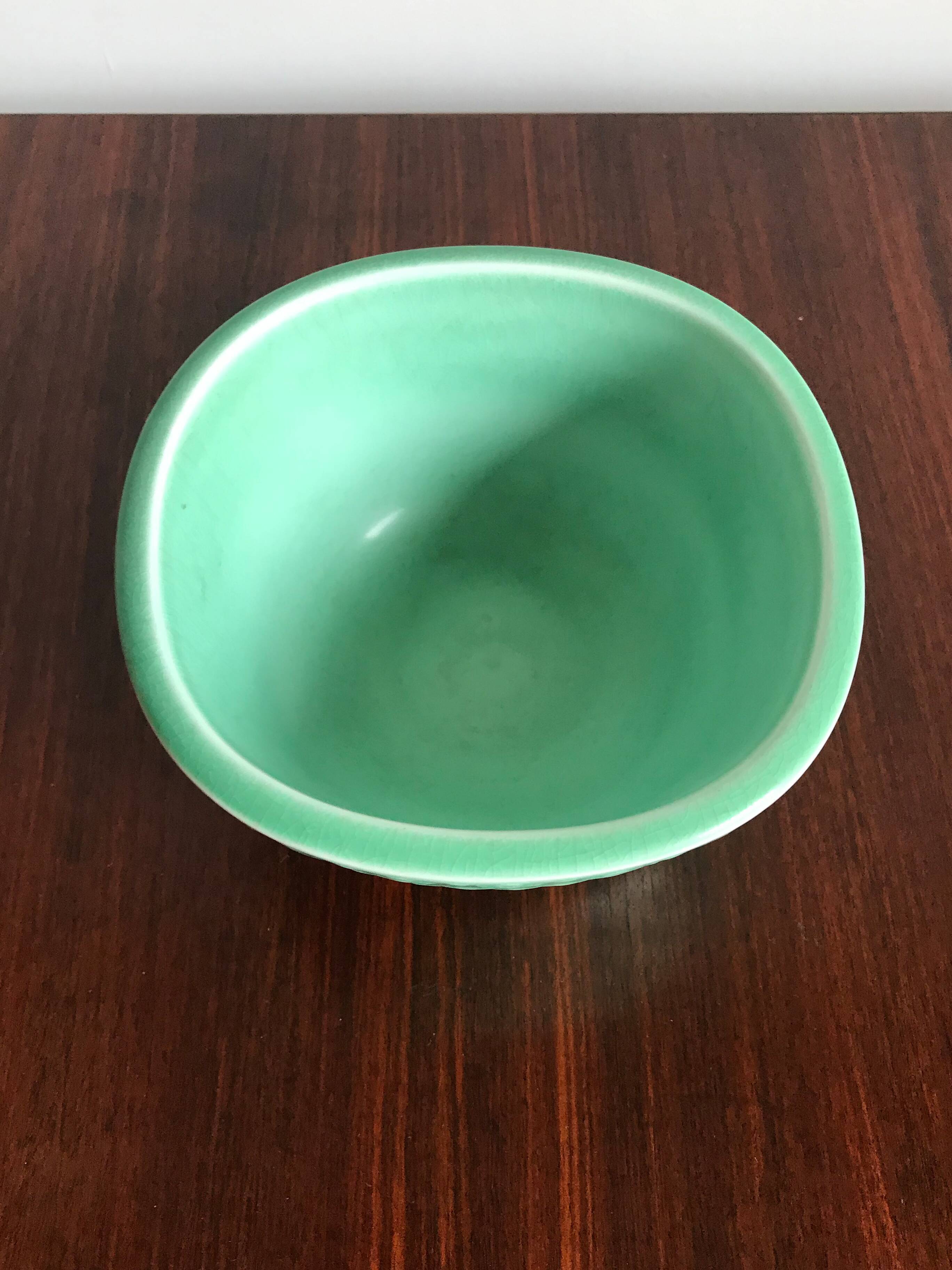 Nils Thorsson for Royal Copenaghen Scandinavan green bowl, 1950s