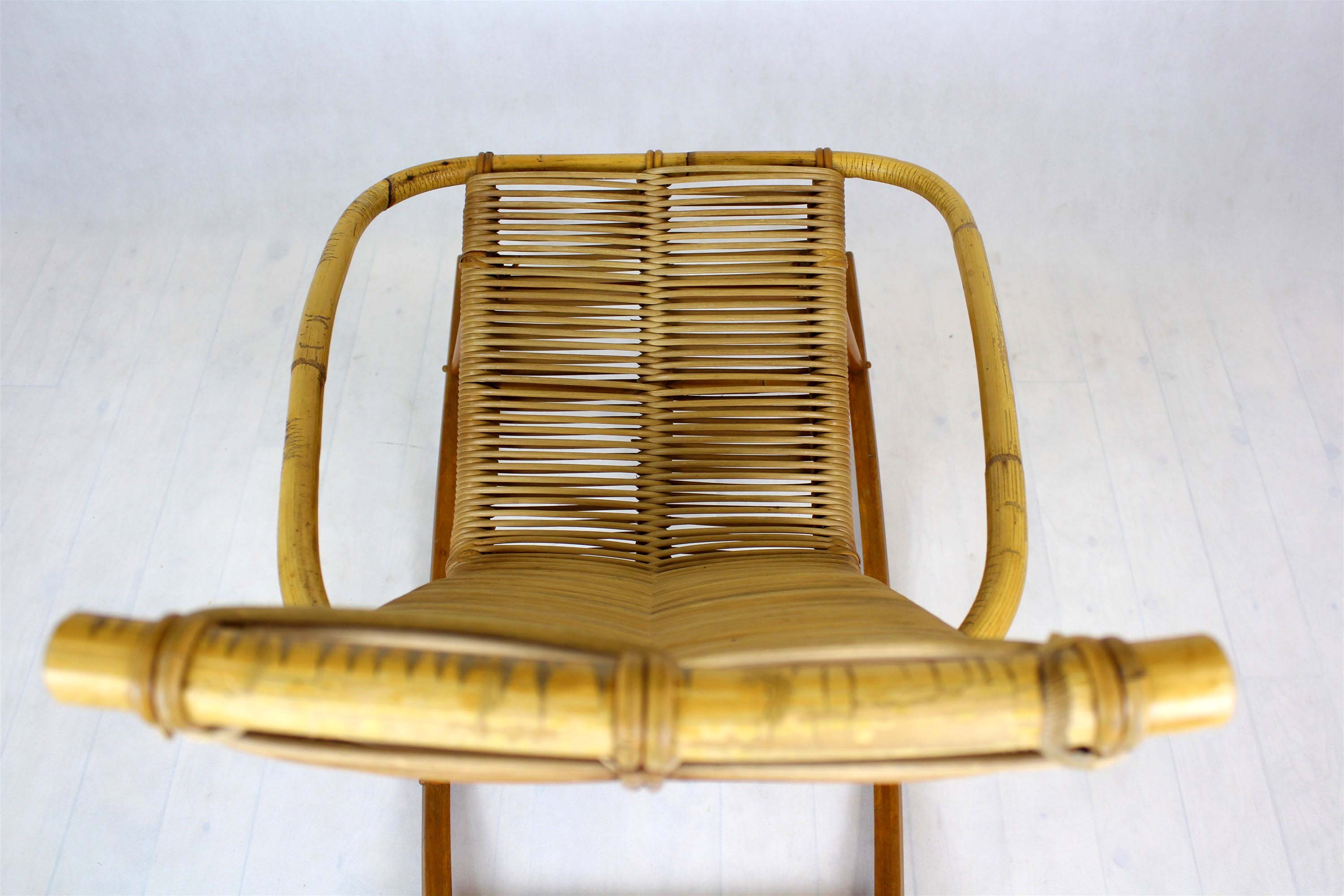 Mid-century rattan rocking chair, 1960s