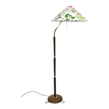 Lampadaire réglable en noyer et laiton des années 1940, Rupert Nikoll Vienne, Autriche, années 1950