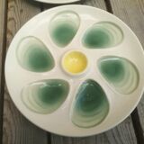 Set of 4 plates with oysters yellow and green salins décor