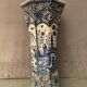 Umbrella holder vase earthenware Desvres nineteenth decoration Far East Pagoda 62.5 cm