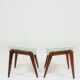 Vintage children's chair stool in pistachio green, mid-century modern design.