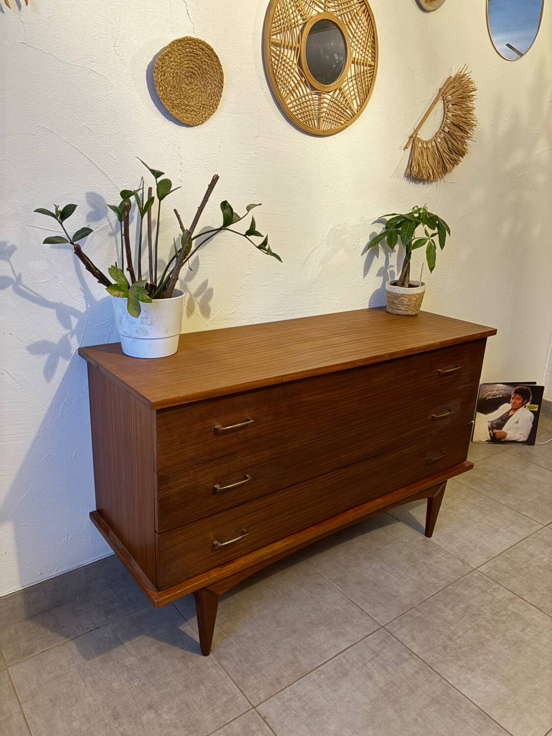 Long vintage teak sideboard