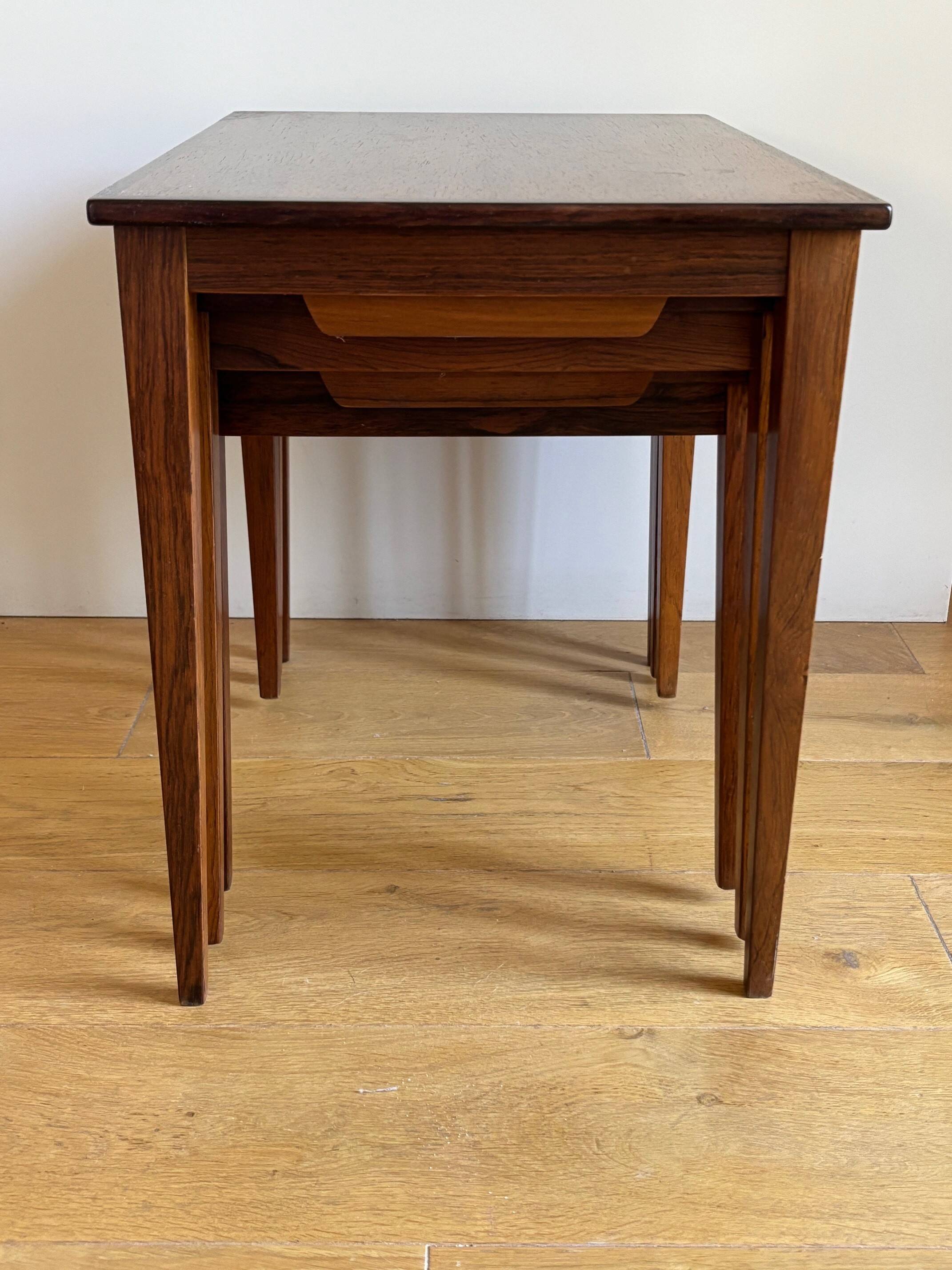 3 rosewood nesting tables - Denmark 1960s